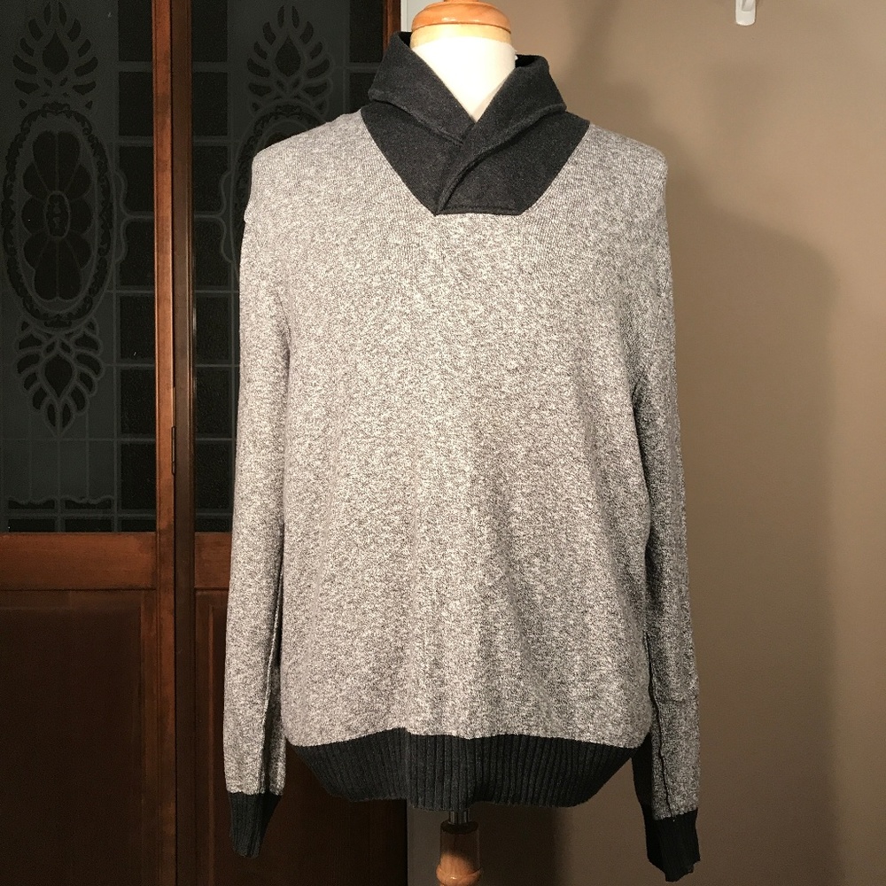 Express Marled Contrast Shawl-Collar Sweater